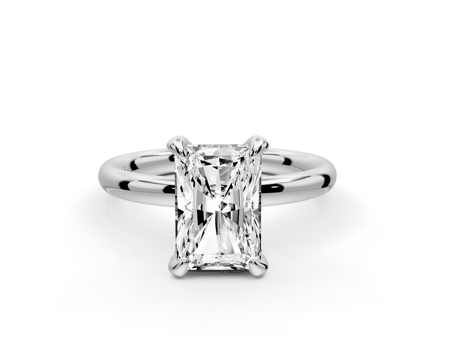 Shira - 2ct 18k white gold radiant diamond with hidden halo and diamond crown talon prong solitaire engagement ring - Mr. Alex Jewelry