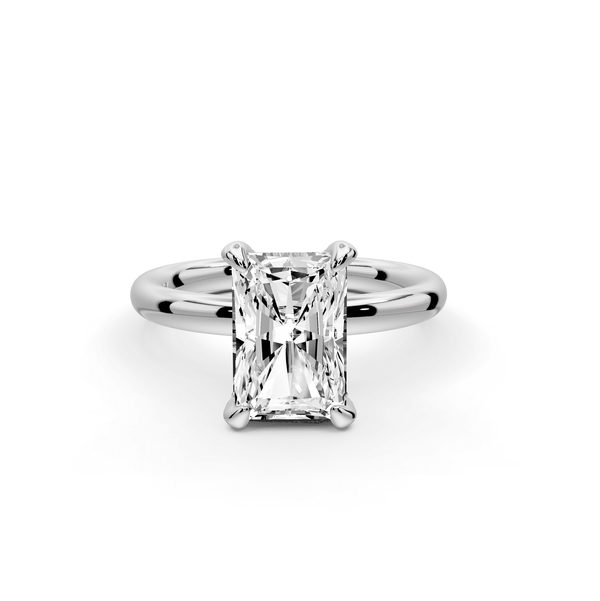 Shira - 2ct 18k white gold radiant diamond with hidden halo and diamond crown talon prong solitaire engagement ring - Mr. Alex Jewelry