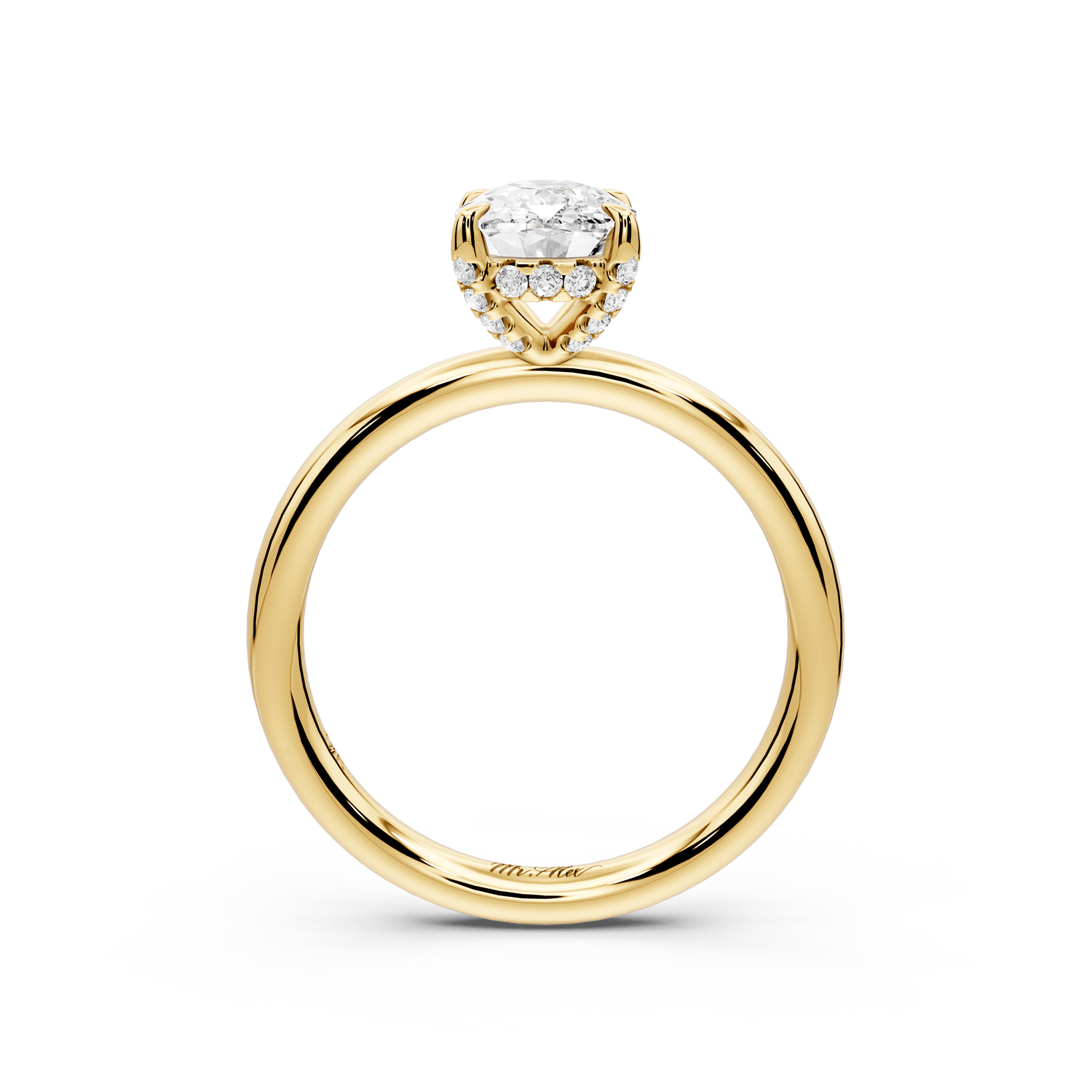 Shira - 2ct 18k yellow gold ecushion diamond with hidden halo and diamond crown talon prong solitaire engagement ring - Mr. Alex Jewelry