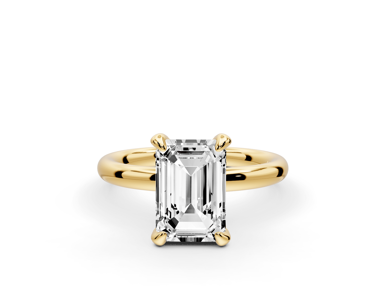 Shira - 2ct 18k yellow gold emerald diamond with hidden halo and diamond crown talon prong solitaire engagment ring - Mr. Alex Jewelry