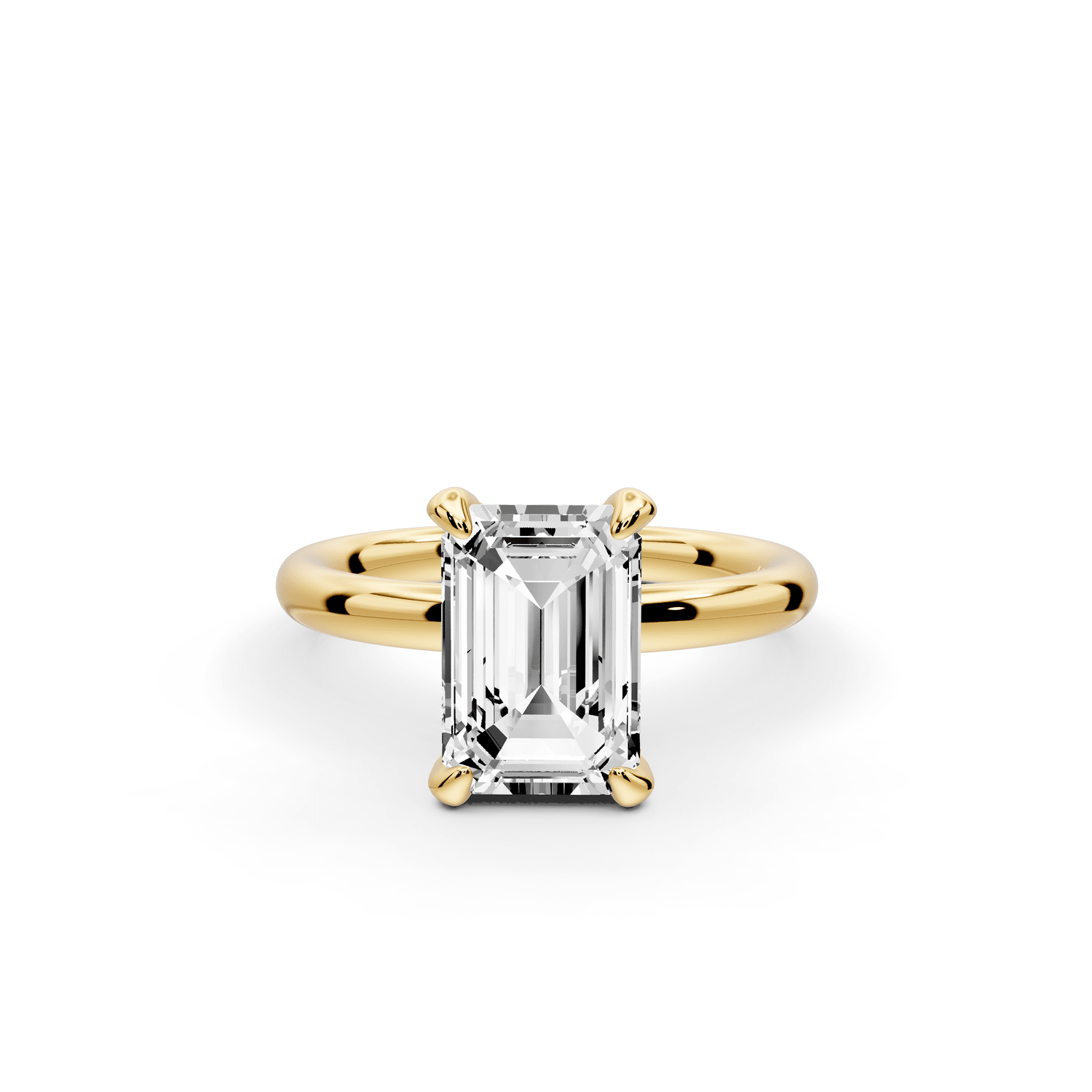 Shira - 2ct 18k yellow gold emerald diamond with hidden halo and diamond crown talon prong solitaire engagment ring - Mr. Alex Jewelry