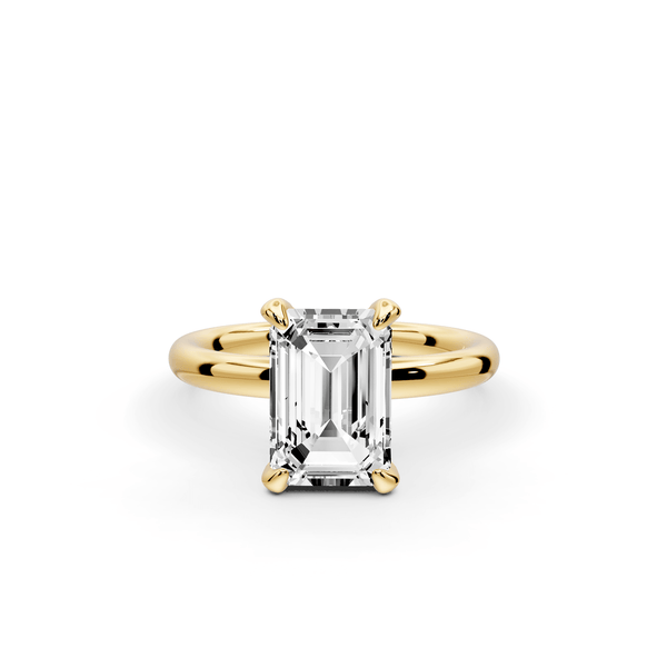 Shira - 2ct 18k yellow gold emerald diamond with hidden halo and diamond crown talon prong solitaire engagment ring - Mr. Alex Jewelry
