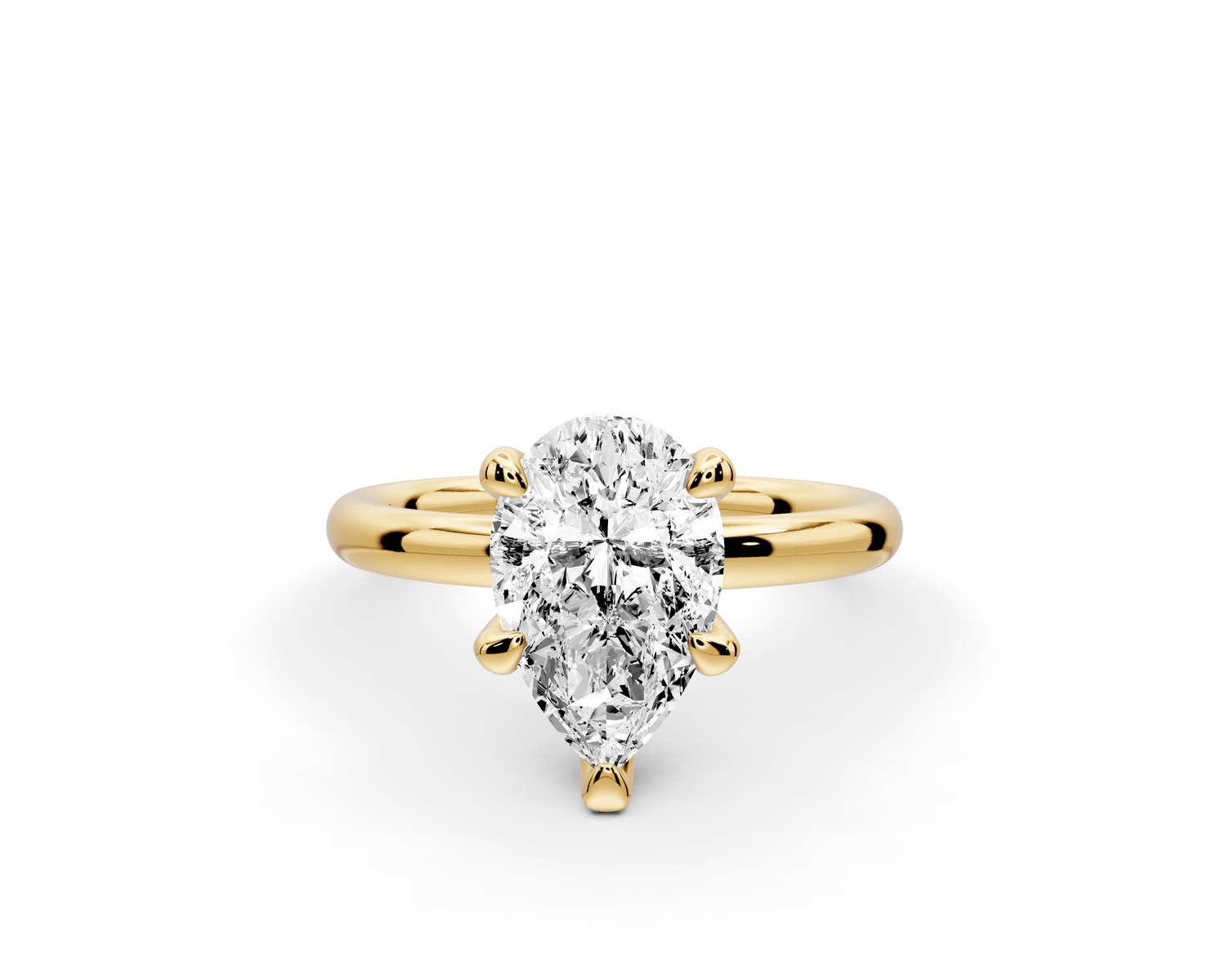 Shira - 2ct 18k yellow gold pear diamond with hidden halo and diamond crown talon prong solitaire engagment ring - Mr. Alex Jewelry