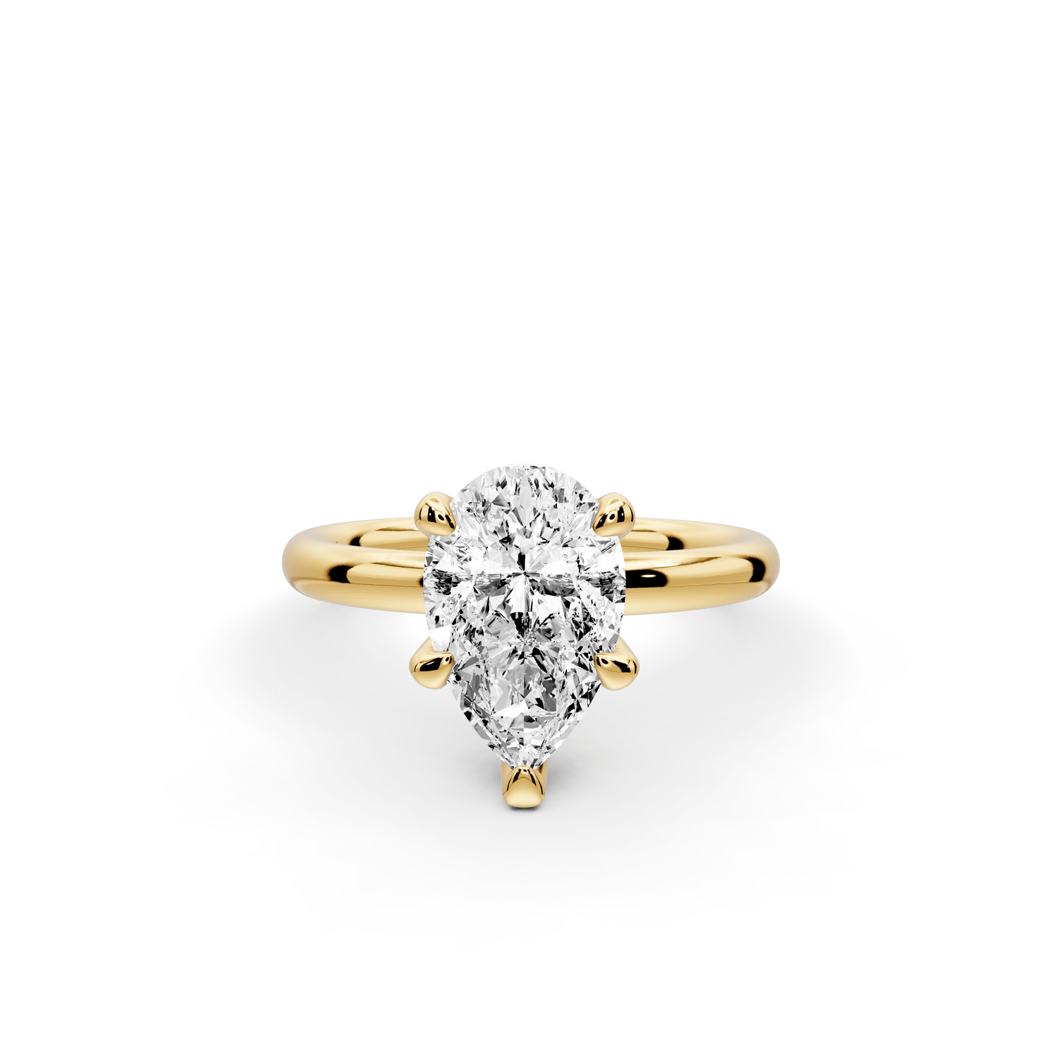 Shira - 2ct 18k yellow gold pear diamond with hidden halo and diamond crown talon prong solitaire engagment ring - Mr. Alex Jewelry