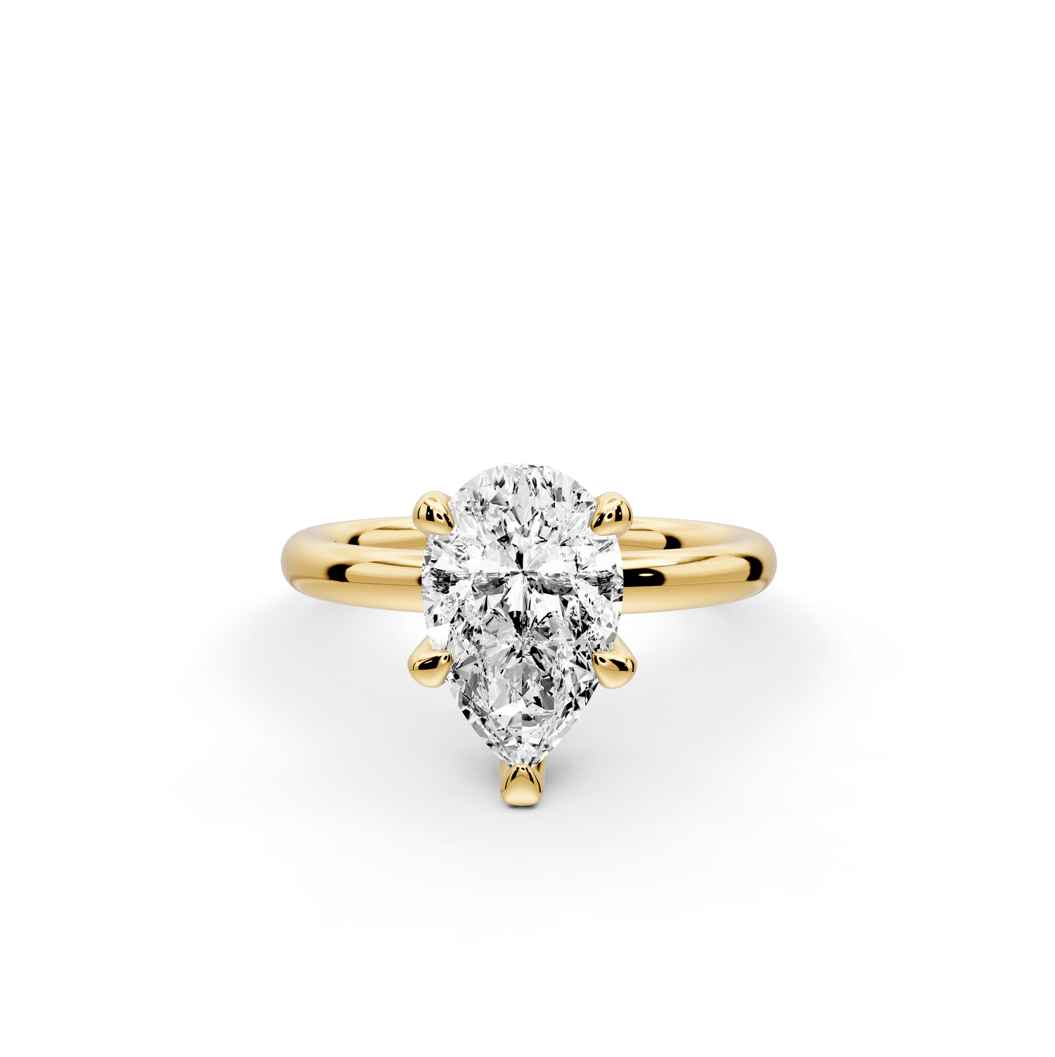 Shira - 2ct 18k yellow gold pear diamond with hidden halo and diamond crown talon prong solitaire engagment ring - Mr. Alex Jewelry