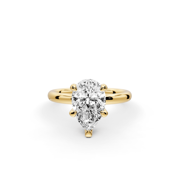 Shira - 2ct 18k yellow gold pear diamond with hidden halo and diamond crown talon prong solitaire engagment ring - Mr. Alex Jewelry