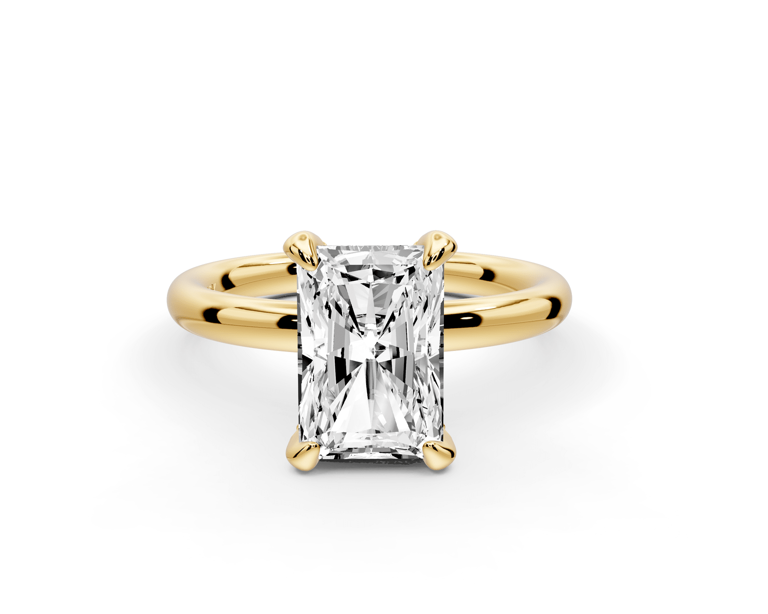 Shira - 2ct 18k yellow gold radiant diamond with hidden halo and diamond crown talon prong solitaire engagement ring - Mr. Alex Jewelry