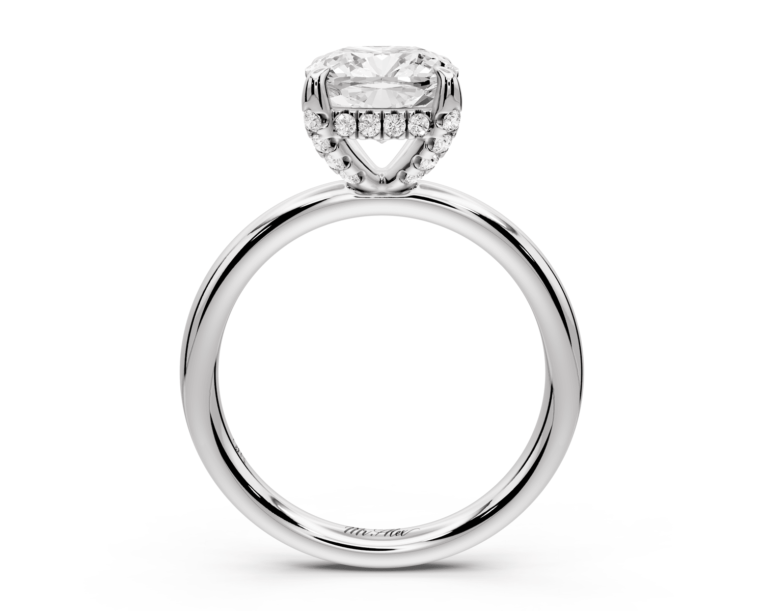 Shira - 2ct platinum cushion diamond with hidden halo and diamond crown talon prong solitaire engagement ring - Mr. Alex Jewelry