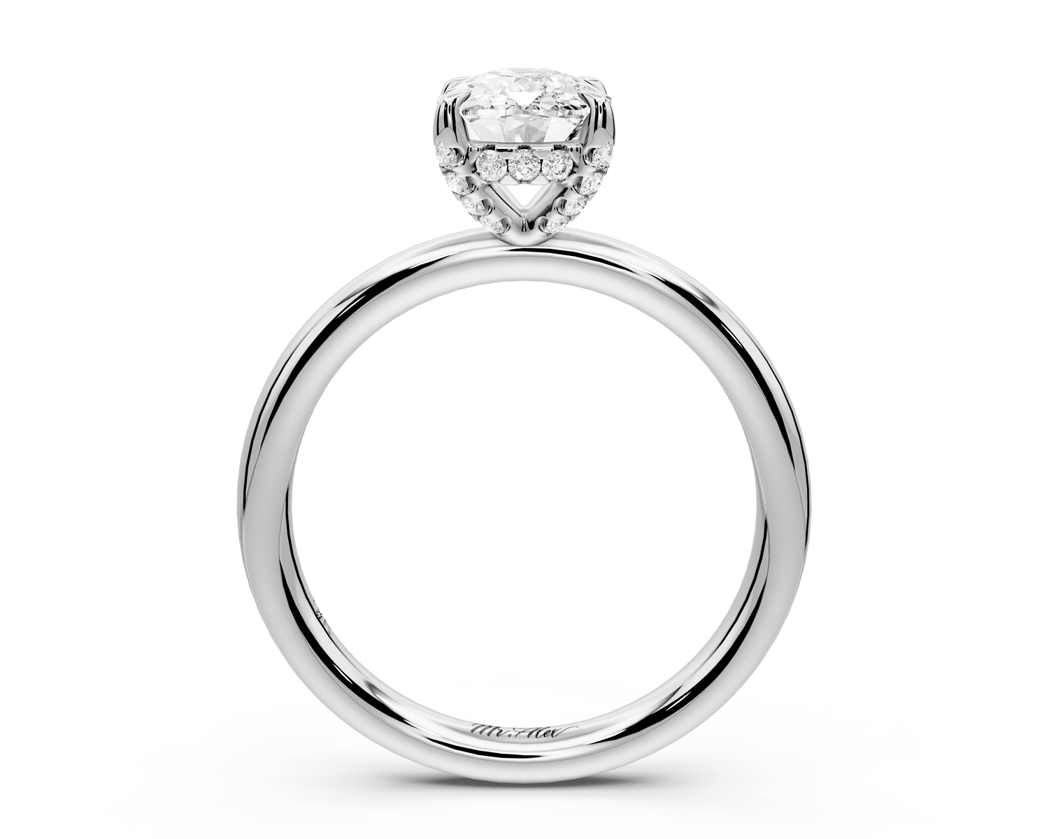 Shira - 2ct platinum ecushion diamond with hidden halo and diamond crown talon prong solitaire engagement ring - Mr. Alex Jewelry