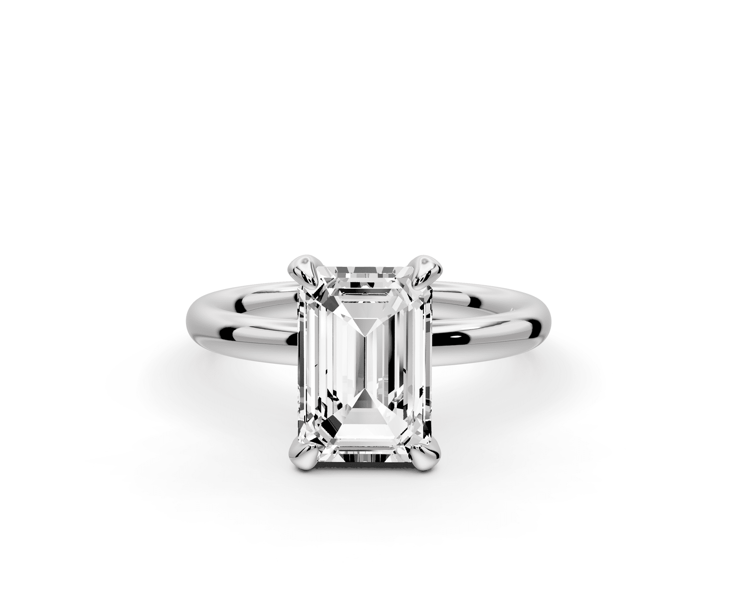 Shira - 2ct platinum emerald diamond with hidden halo and diamond crown talon prong solitaire engagment ring - Mr. Alex Jewelry