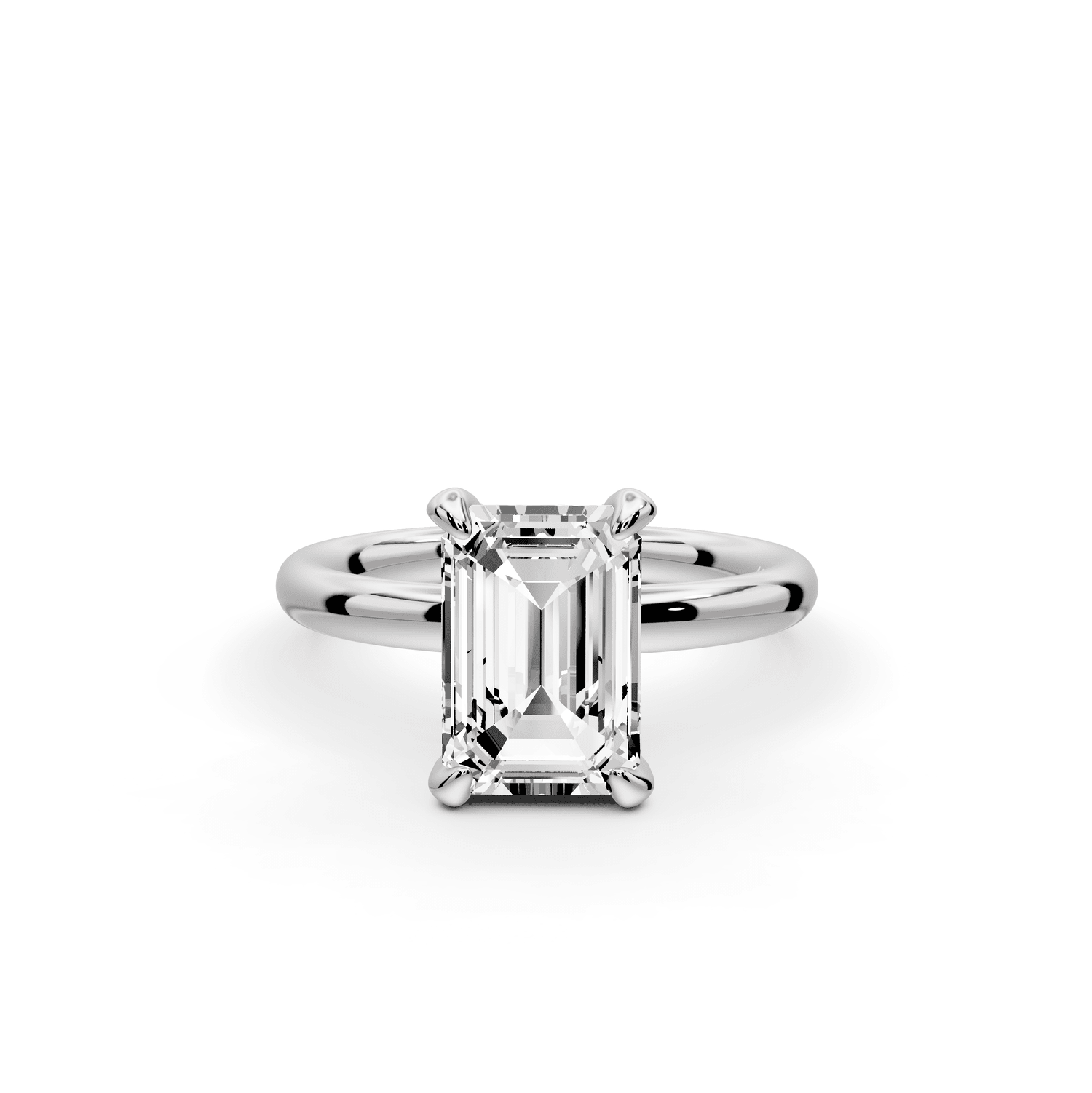 Shira - 2ct platinum emerald diamond with hidden halo and diamond crown talon prong solitaire engagment ring - Mr. Alex Jewelry