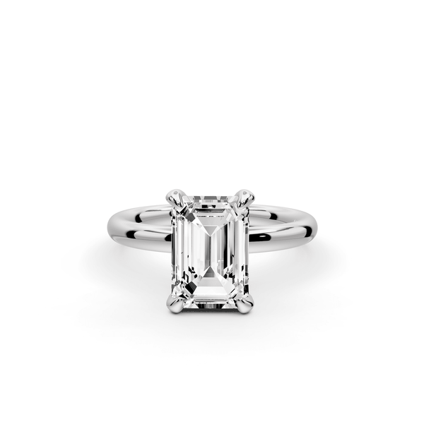 Shira - 2ct platinum emerald diamond with hidden halo and diamond crown talon prong solitaire engagment ring - Mr. Alex Jewelry