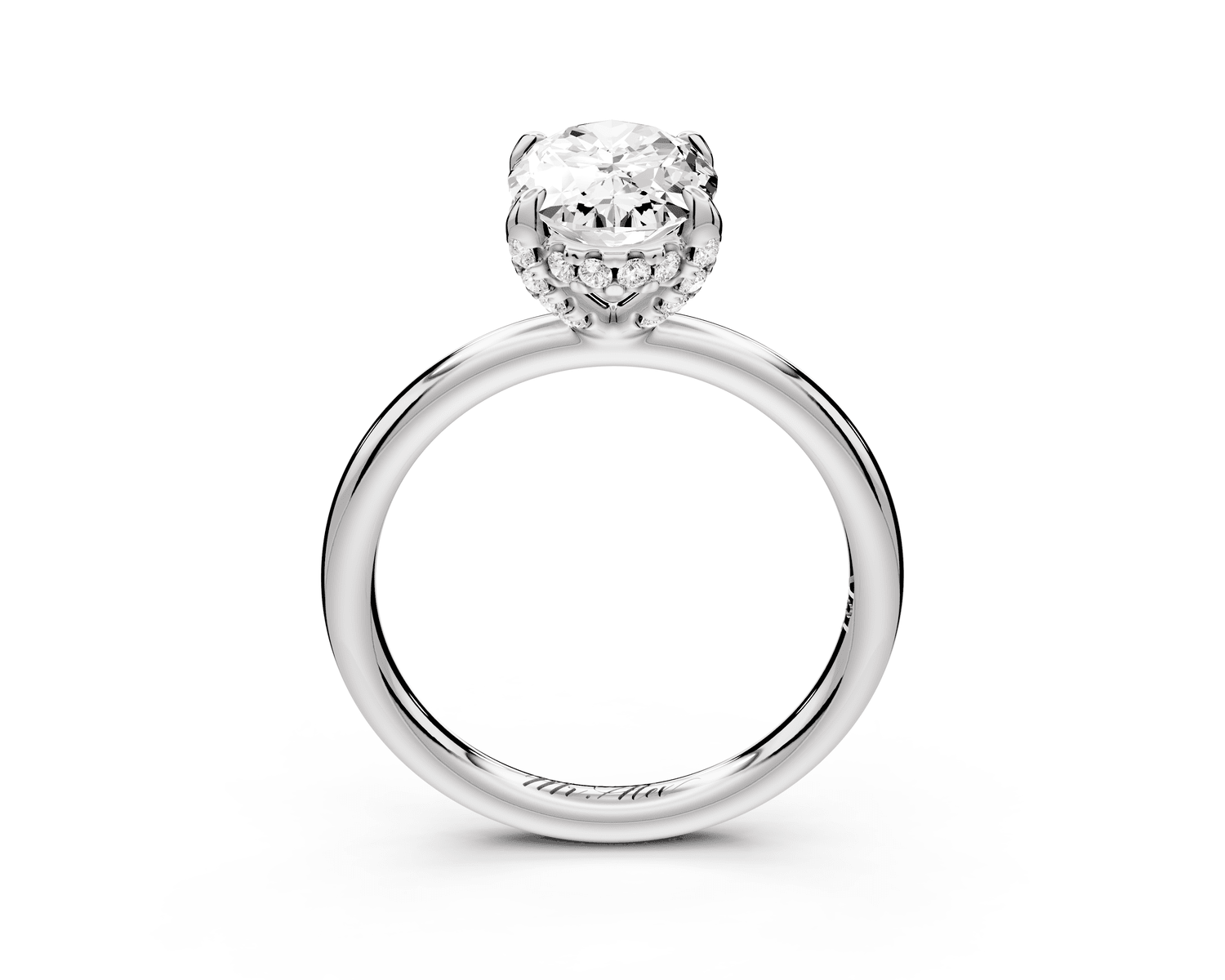 Shira - 2ct platinum oval diamond with hidden halo and diamond crown talon prong solitaire engagment ring - Mr. Alex Jewelry