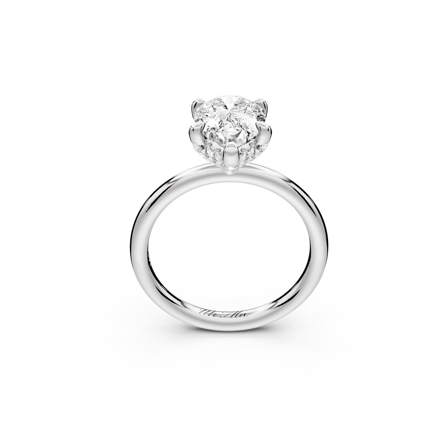 Shira - 2ct platinum pear diamond with hidden halo and diamond crown talon prong solitaire engagment ring - Mr. Alex Jewelry