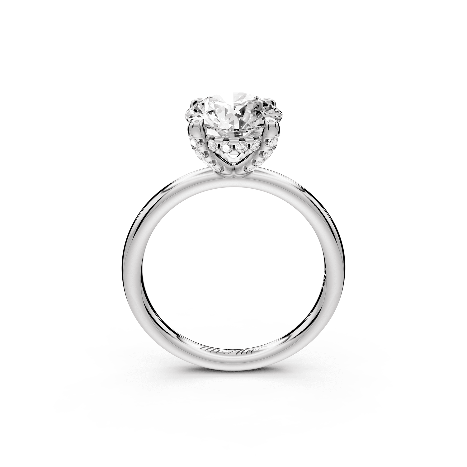 Shira - 2ct platinum round diamond with hidden halo and diamond crown talon prong solitaire engagment ring - Mr. Alex Jewelry
