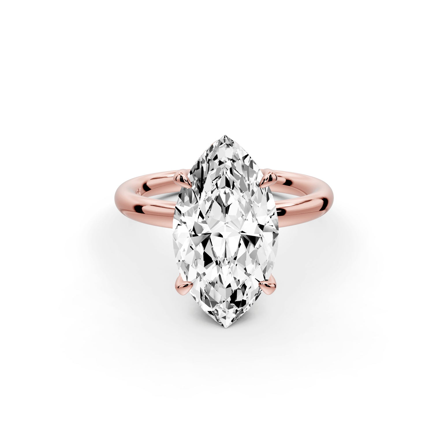 Shira - 3ct 14k rose gold marquise diamond with hidden halo and diamond crown talon prong solitaire engagement ring - Mr. Alex Jewelry