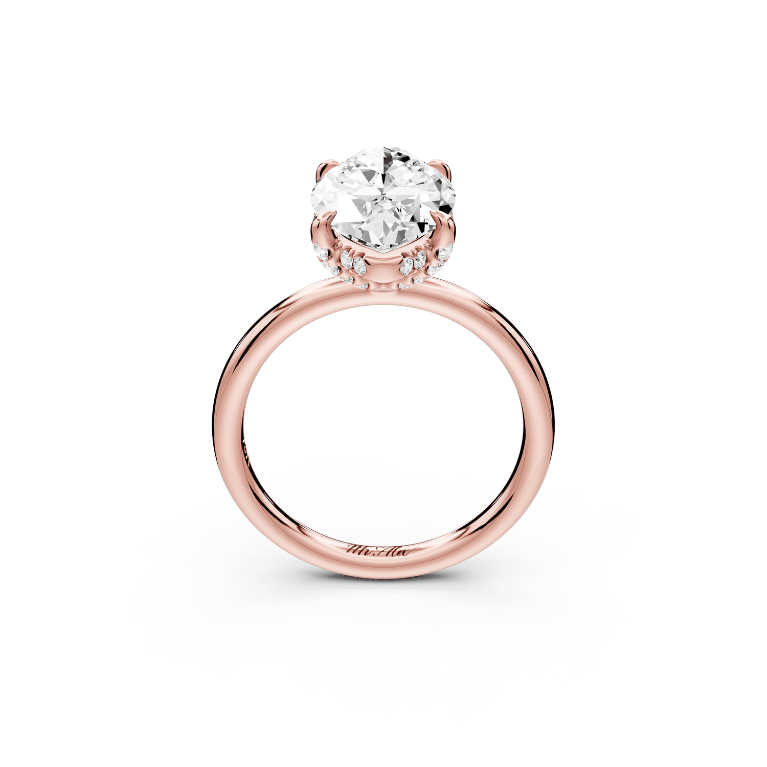 Shira - 3ct 14k rose gold marquise diamond with hidden halo and diamond crown talon prong solitaire engagement ring - Mr. Alex Jewelry