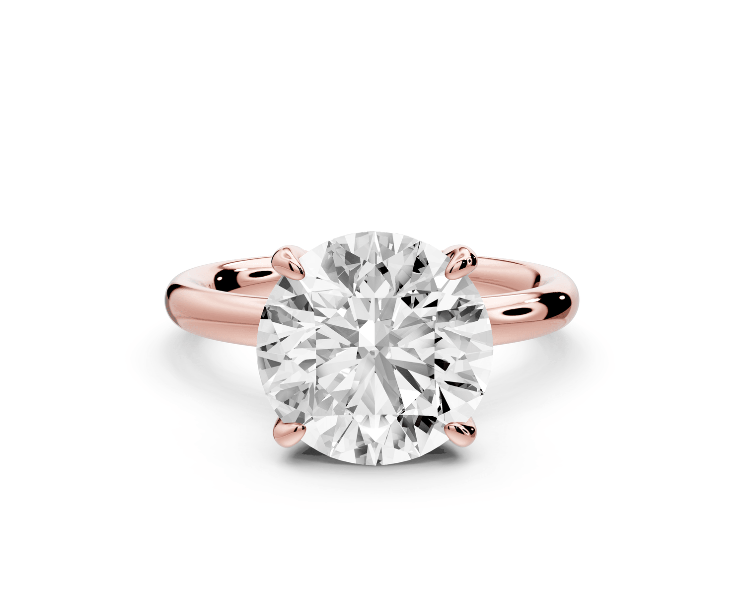 Shira - 3ct 14k rose gold round diamond with hidden halo and diamond crown talon prong solitaire engagment ring - Mr. Alex Jewelry