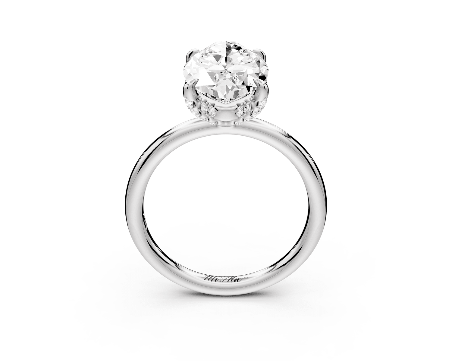 Shira - 3ct 14k white gold marquise diamond with hidden halo and diamond crown talon prong solitaire engagement ring - Mr. Alex Jewelry