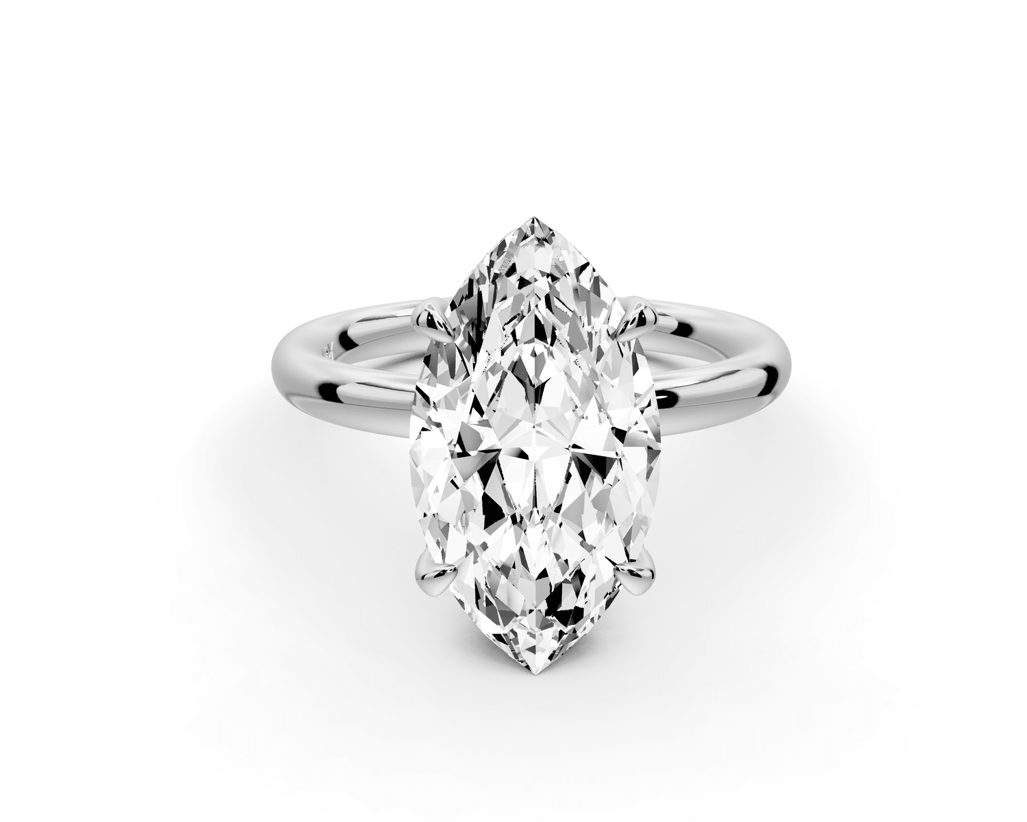 Shira - 3ct 14k white gold marquise diamond with hidden halo and diamond crown talon prong solitaire engagement ring - Mr. Alex Jewelry