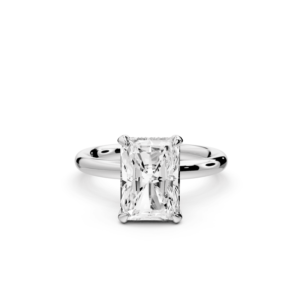 Shira - 3ct 14k white gold radiant diamond with hidden halo and diamond crown talon prong solitaire engagement ring - Mr. Alex Jewelry