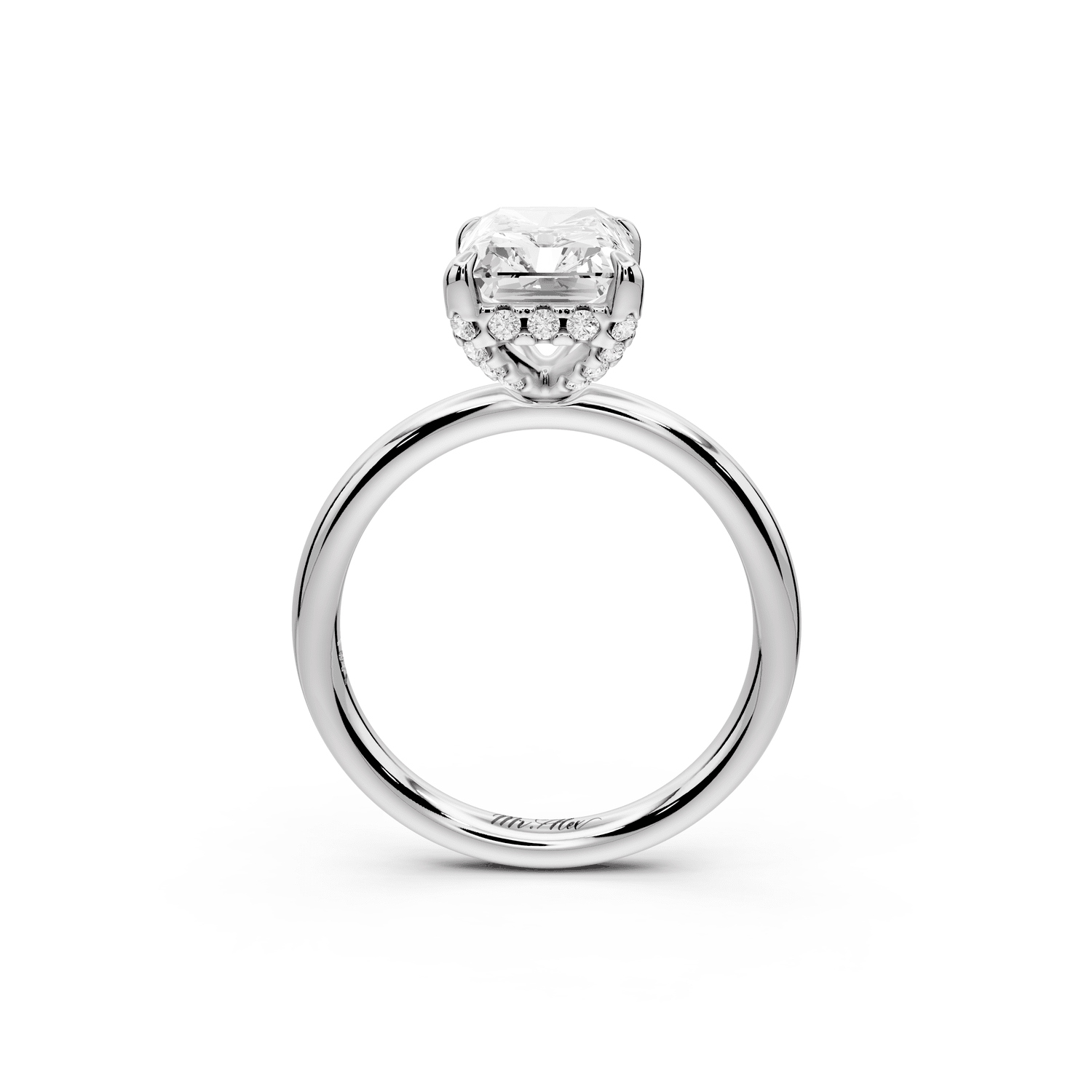 Shira - 3ct 14k white gold radiant diamond with hidden halo and diamond crown talon prong solitaire engagement ring - Mr. Alex Jewelry