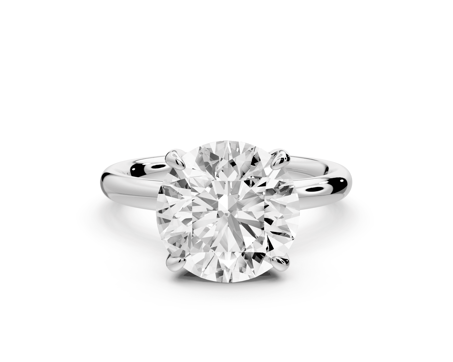 Shira - 3ct 14k white gold round diamond with hidden halo and diamond crown talon prong solitaire engagment ring - Mr. Alex Jewelry