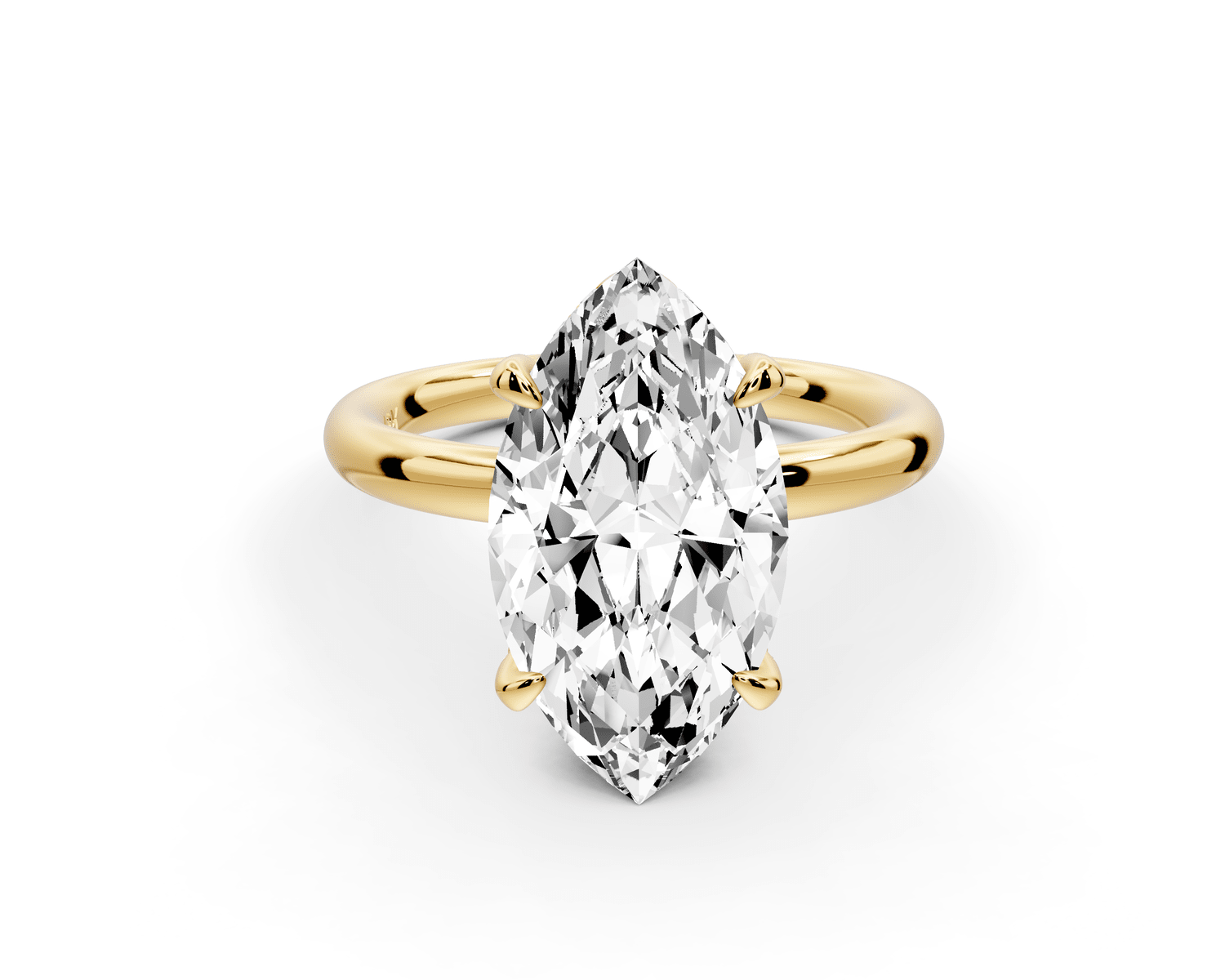 Shira - 3ct 14k yellow gold marquise diamond with hidden halo and diamond crown talon prong solitaire engagement ring - Mr. Alex Jewelry