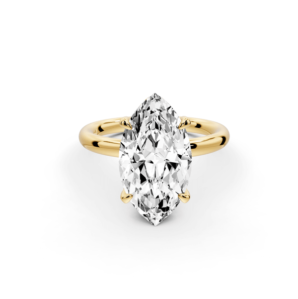 Shira - 3ct 14k yellow gold marquise diamond with hidden halo and diamond crown talon prong solitaire engagement ring - Mr. Alex Jewelry