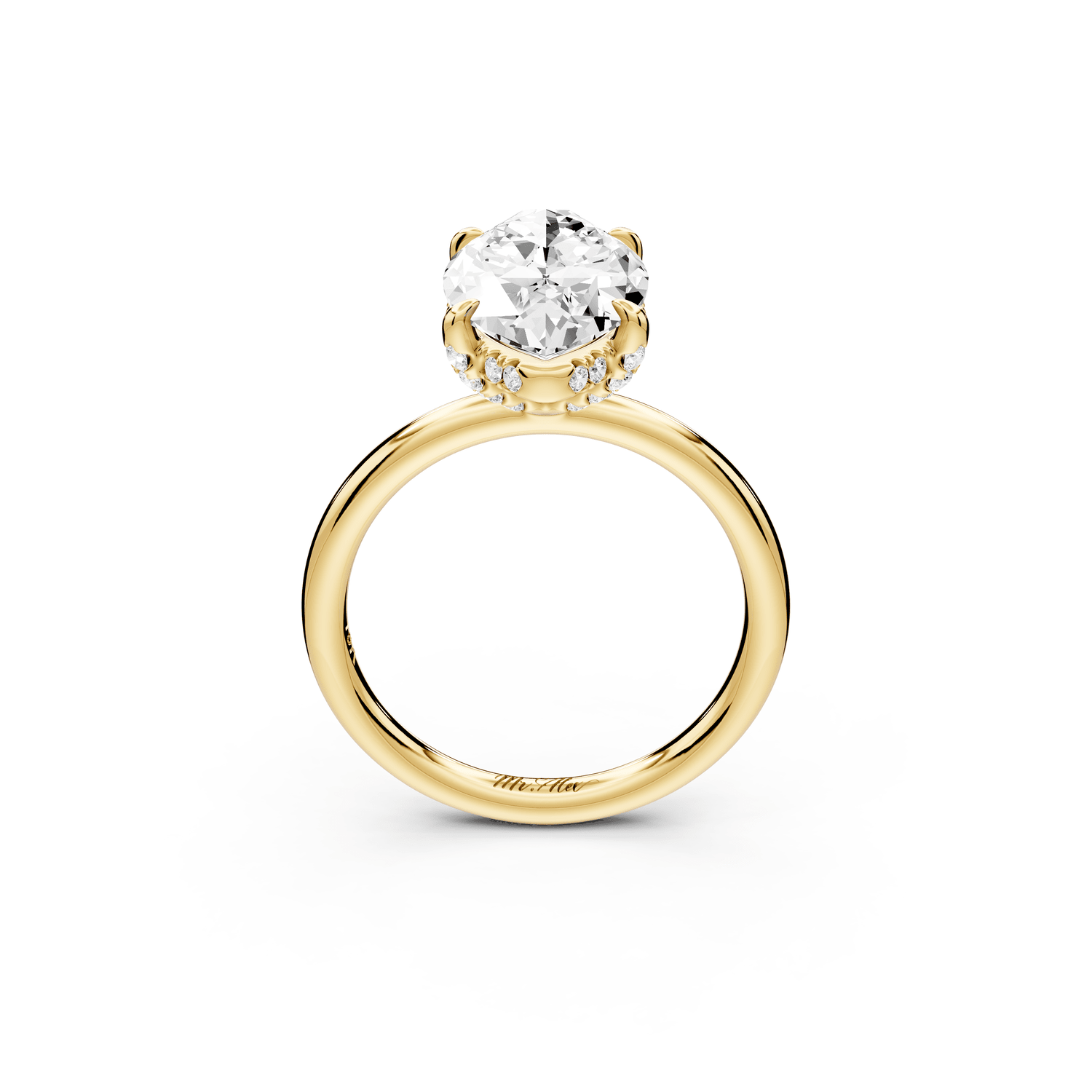 Shira - 3ct 14k yellow gold marquise diamond with hidden halo and diamond crown talon prong solitaire engagement ring - Mr. Alex Jewelry