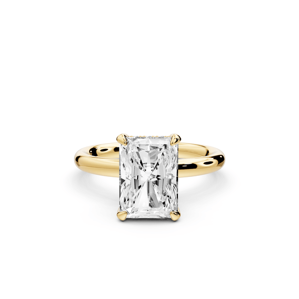 Shira - 3ct 14k yellow gold radiant diamond with hidden halo and diamond crown talon prong solitaire engagement ring - Mr. Alex Jewelry