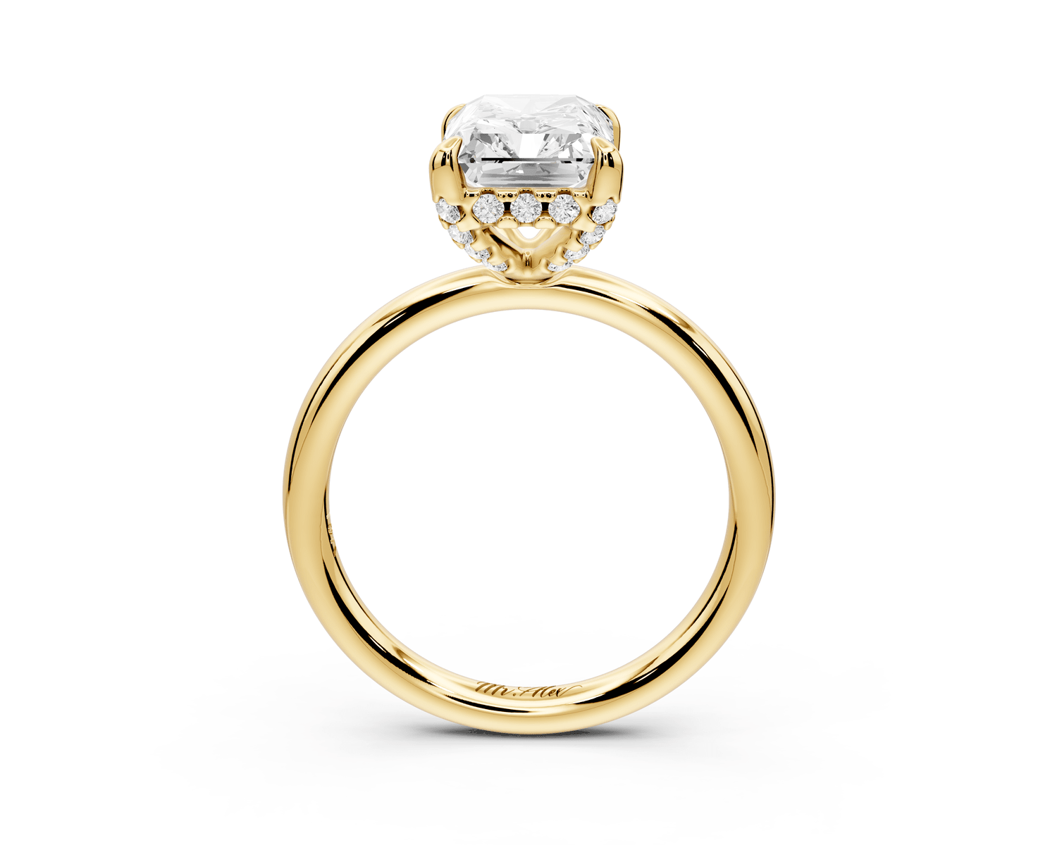 Shira - 3ct 14k yellow gold radiant diamond with hidden halo and diamond crown talon prong solitaire engagement ring - Mr. Alex Jewelry