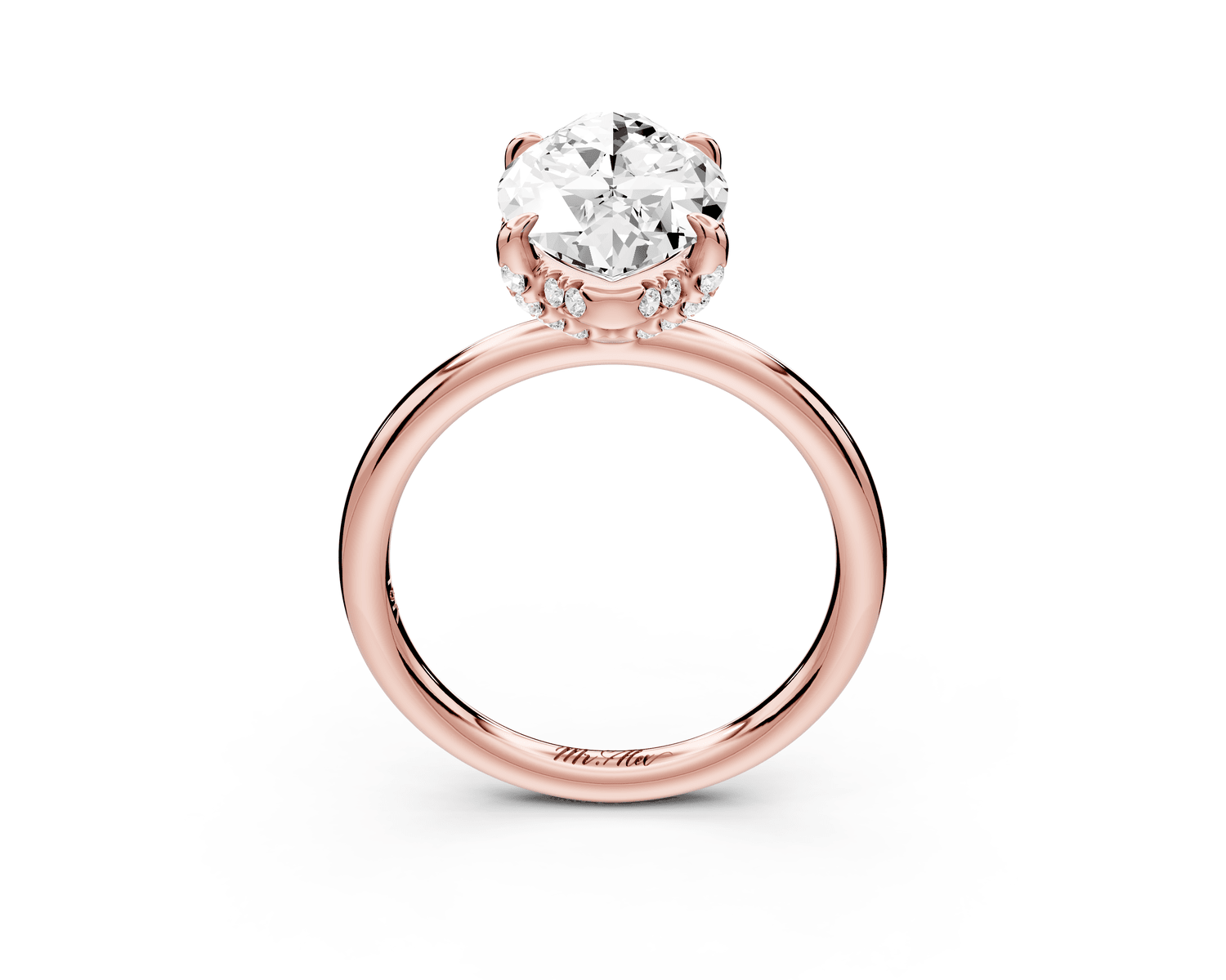 Shira - 3ct 18k rose gold marquise diamond with hidden halo and diamond crown talon prong solitaire engagement ring - Mr. Alex Jewelry