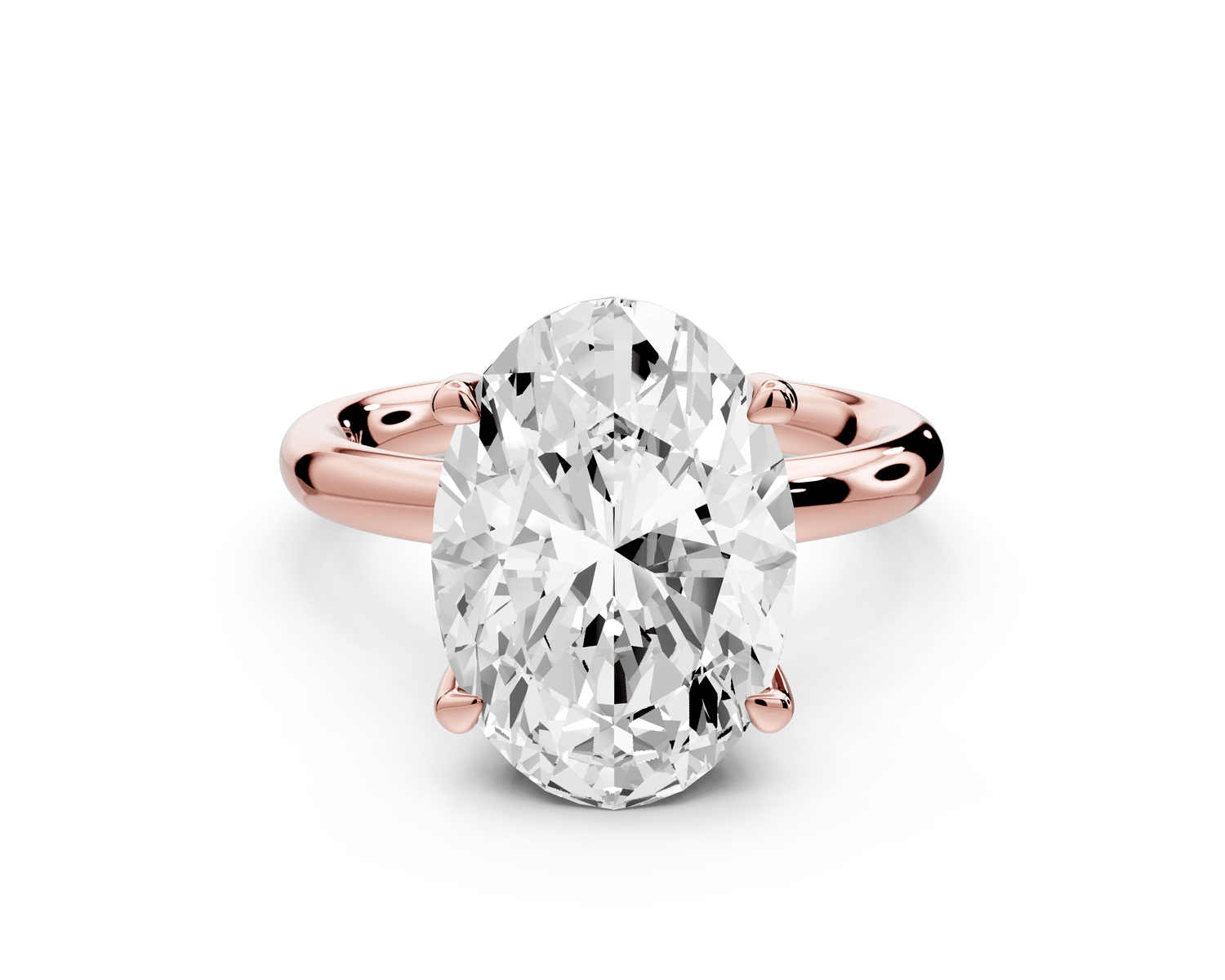 Shira - 3ct 18k rose gold oval diamond with hidden halo and diamond crown talon prong solitaire engagment ring - Mr. Alex Jewelry