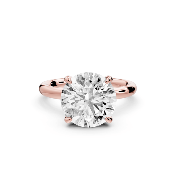 Shira - 3ct 18k rose gold round diamond with hidden halo and diamond crown talon prong solitaire engagment ring - Mr. Alex Jewelry