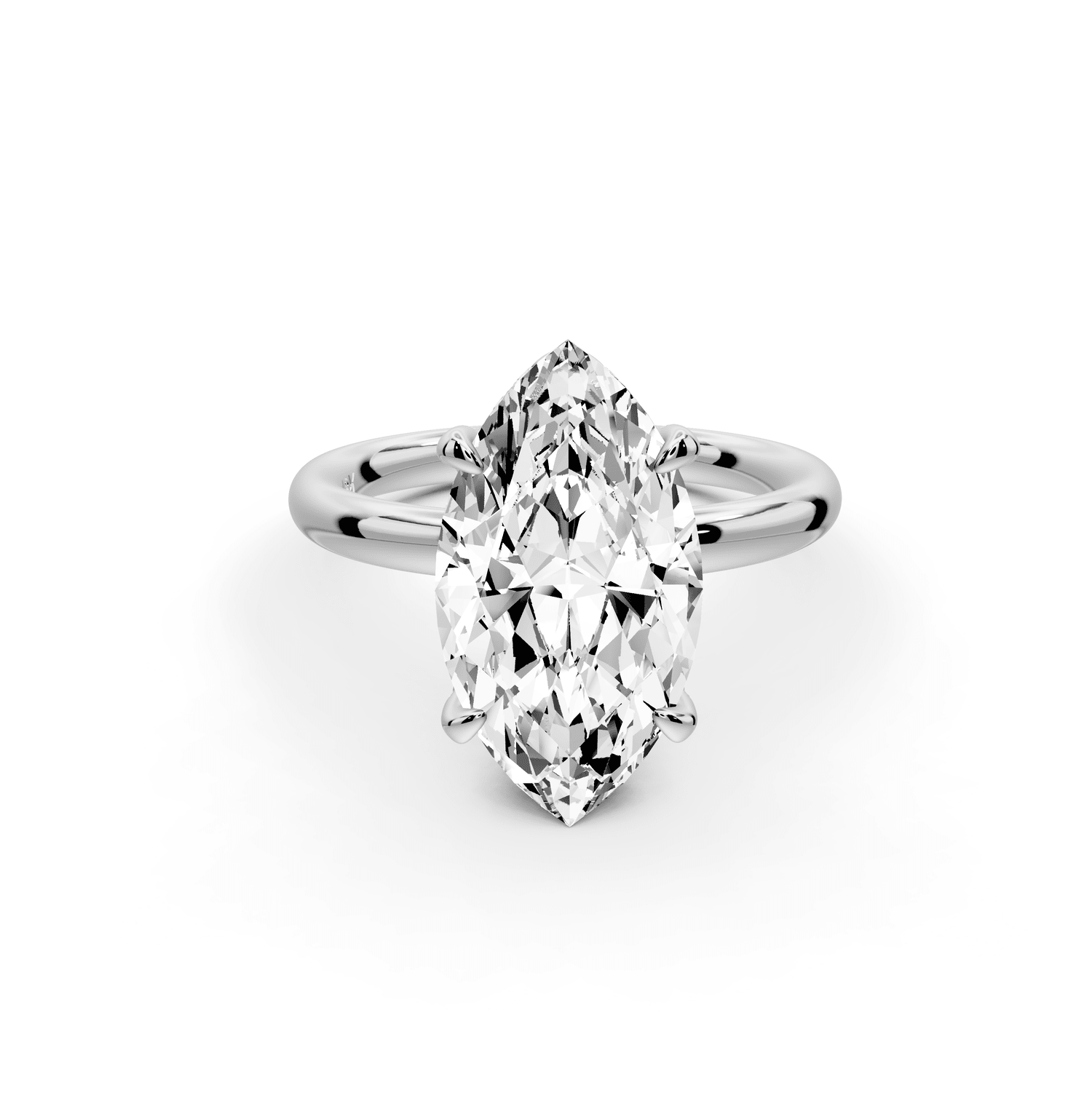 Shira - 3ct 18k white gold marquise diamond with hidden halo and diamond crown talon prong solitaire engagement ring - Mr. Alex Jewelry