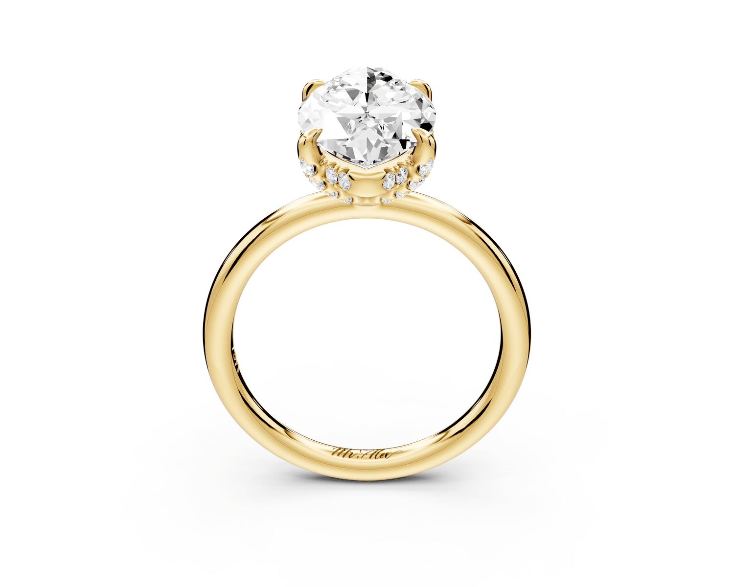 Shira - 3ct 18k yellow gold marquise diamond with hidden halo and diamond crown talon prong solitaire engagement ring - Mr. Alex Jewelry