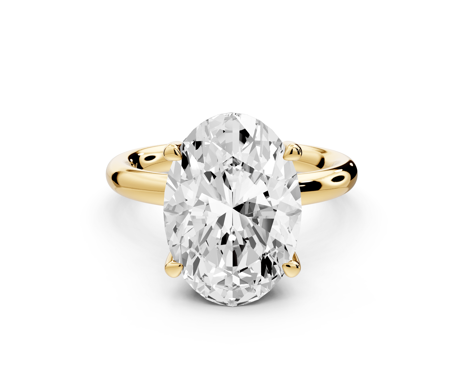 Shira - 3ct 18k yellow gold oval diamond with hidden halo and diamond crown talon prong solitaire engagment ring - Mr. Alex Jewelry