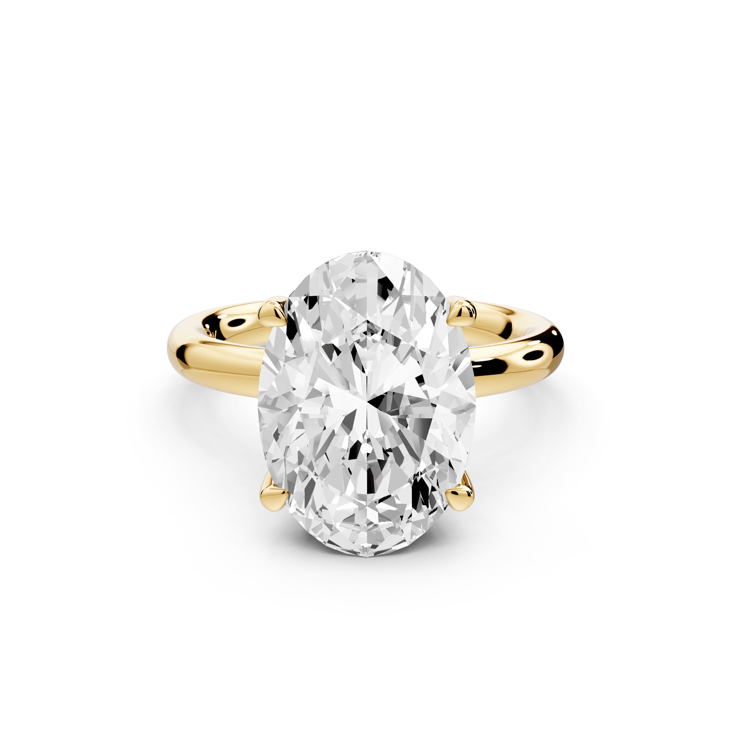 Shira - 3ct 18k yellow gold oval diamond with hidden halo and diamond crown talon prong solitaire engagment ring - Mr. Alex Jewelry