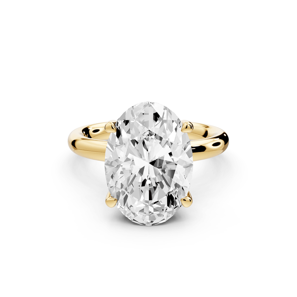 Shira - 3ct 18k yellow gold oval diamond with hidden halo and diamond crown talon prong solitaire engagment ring - Mr. Alex Jewelry