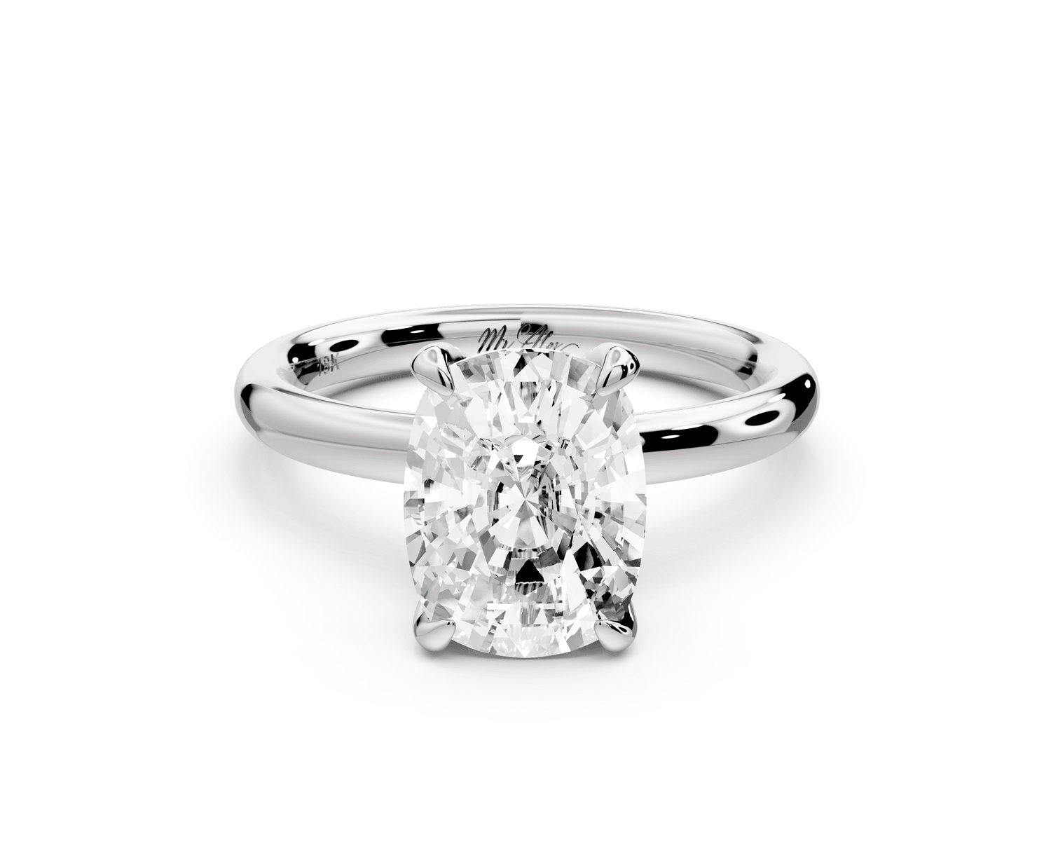 Shira - 3ct platinum ecushion diamond with hidden halo and diamond crown talon prong solitaire engagement ring - Mr. Alex Jewelry