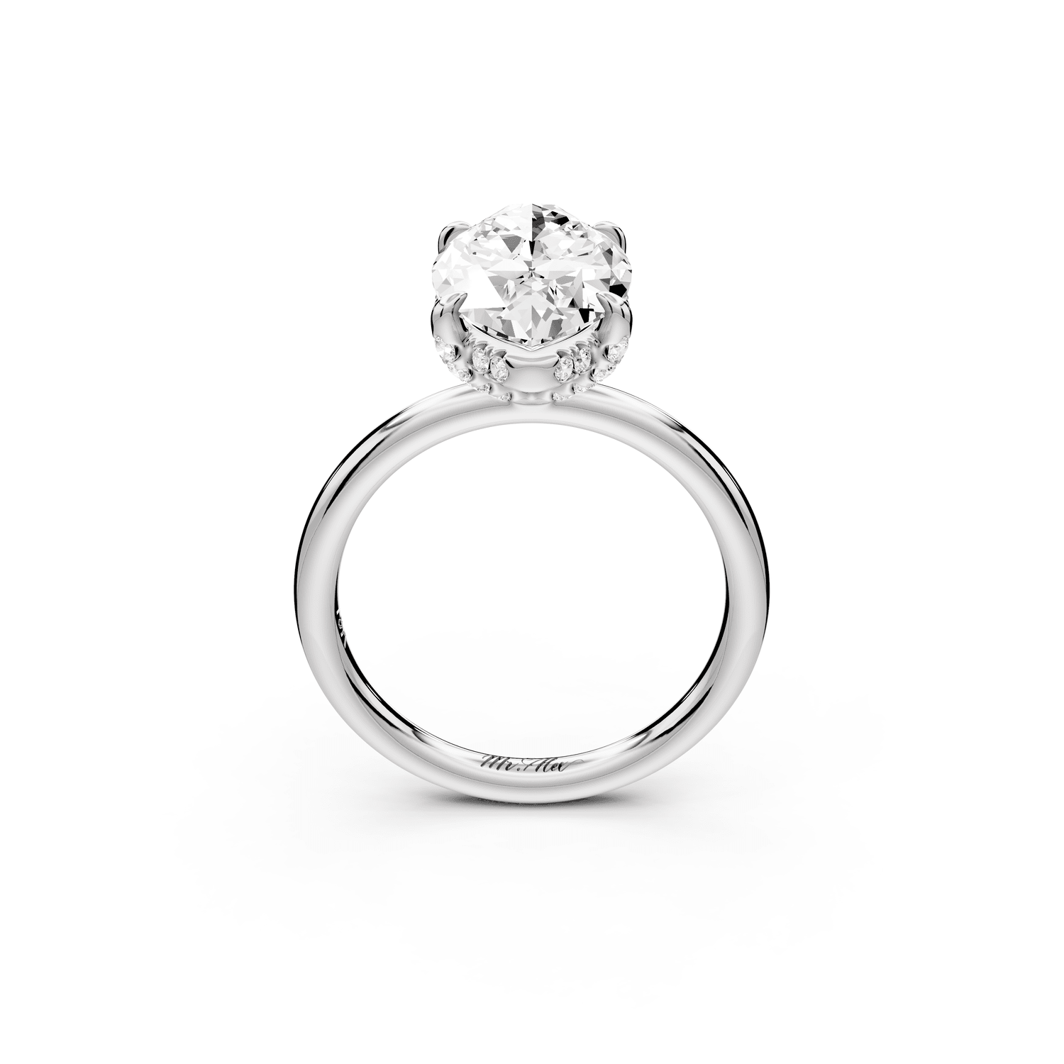 Shira - 3ct platinum marquise diamond with hidden halo and diamond crown talon prong solitaire engagement ring - Mr. Alex Jewelry