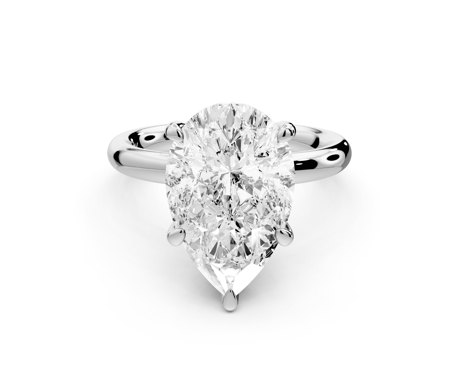 Shira - 3ct platinum pear diamond with hidden halo and diamond crown talon prong solitaire engagment ring - Mr. Alex Jewelry