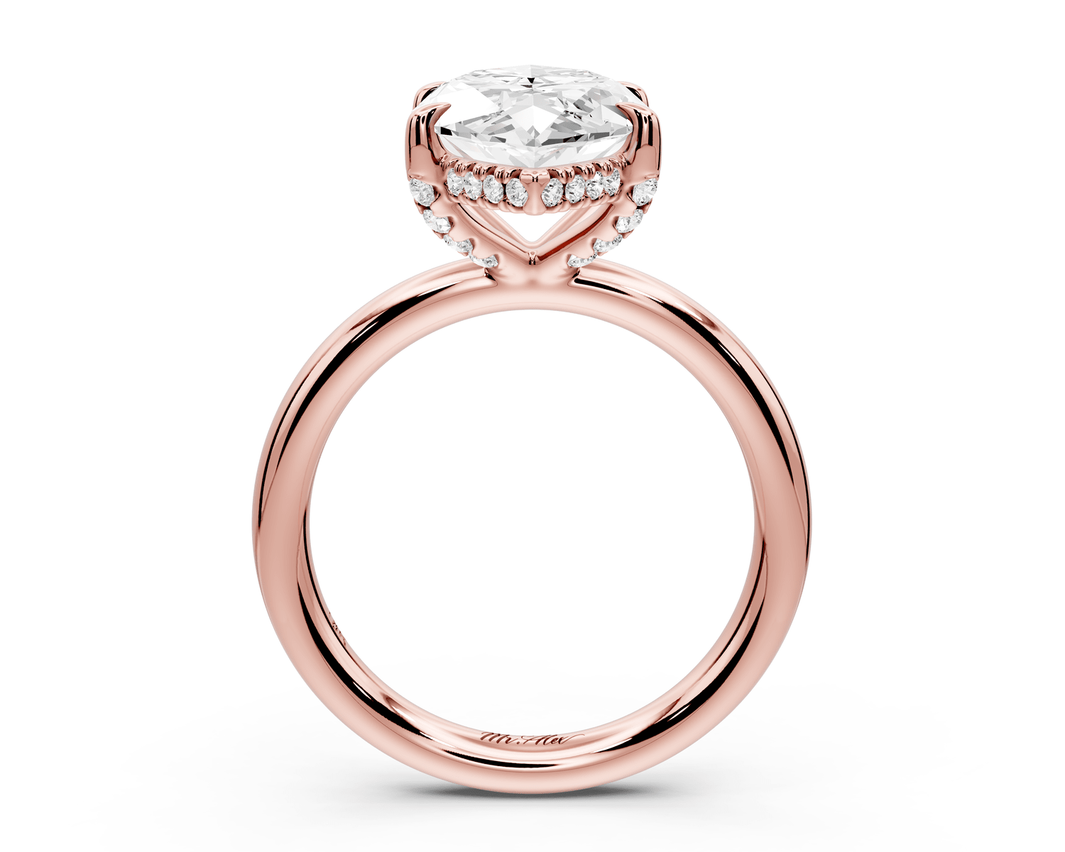 Shira - 4ct 14k rose gold marquise diamond with hidden halo and diamond crown talon prong solitaire engagement ring - Mr. Alex Jewelry