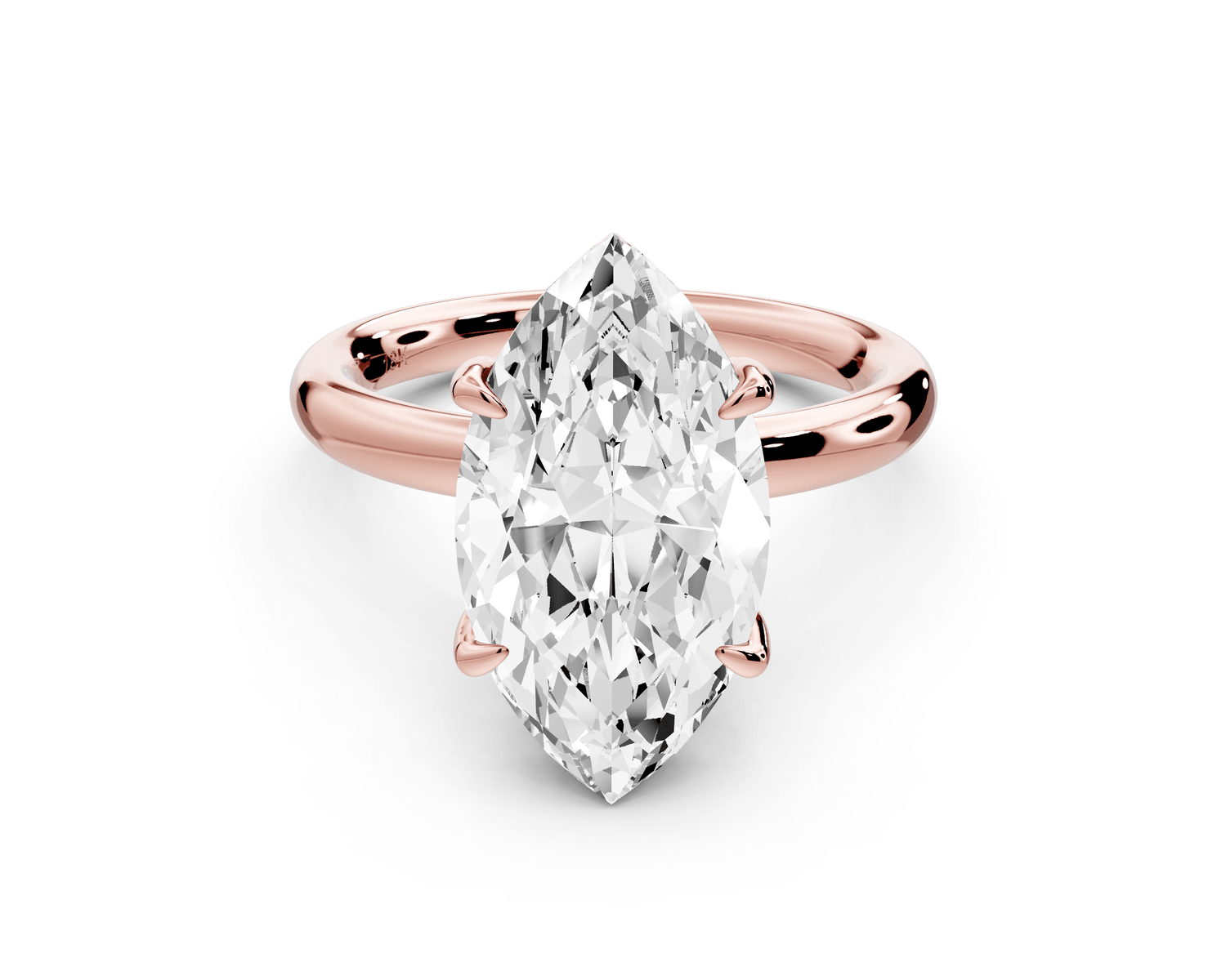 Shira - 4ct 14k rose gold marquise diamond with hidden halo and diamond crown talon prong solitaire engagement ring - Mr. Alex Jewelry