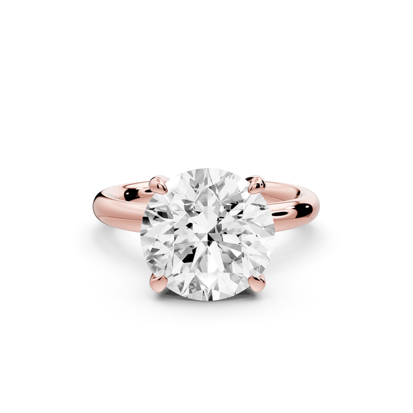 Shira - 4ct 14k rose gold round diamond with hidden halo and diamond crown talon prong solitaire engagment ring - Mr. Alex Jewelry