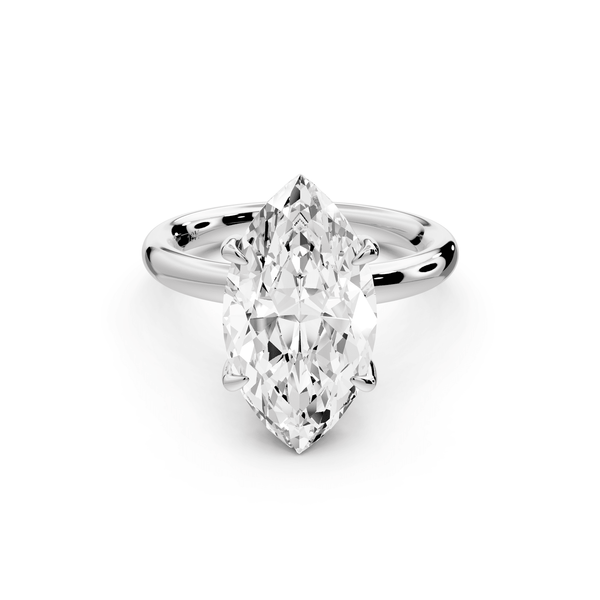 Shira - 4ct 14k white gold marquise diamond with hidden halo and diamond crown talon prong solitaire engagement ring - Mr. Alex Jewelry
