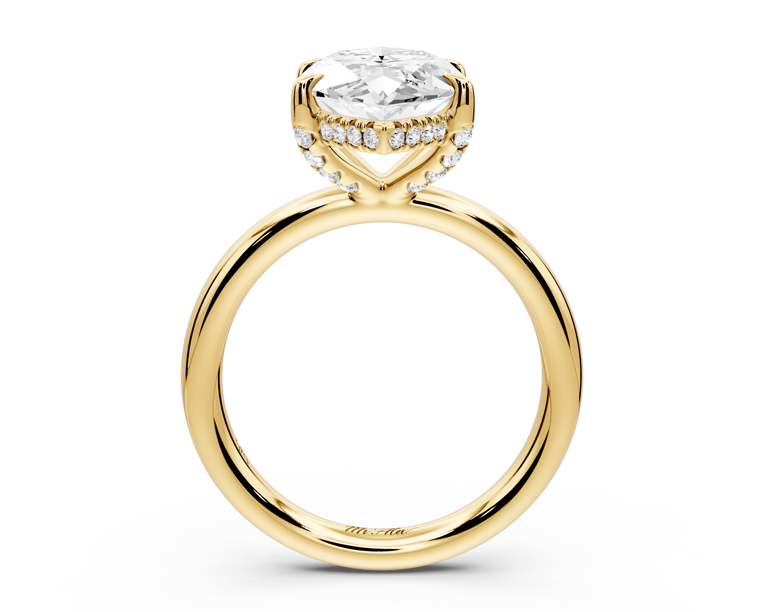Shira - 4ct 14k yellow gold marquise diamond with hidden halo and diamond crown talon prong solitaire engagement ring - Mr. Alex Jewelry
