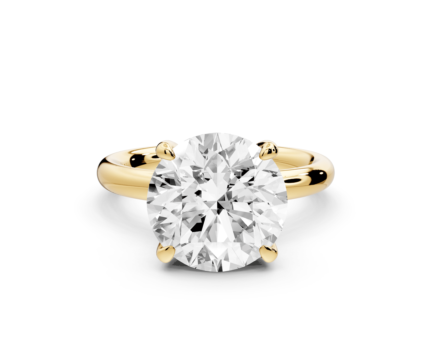 Shira - 4ct 14k yellow gold round diamond with hidden halo and diamond crown talon prong solitaire engagment ring - Mr. Alex Jewelry
