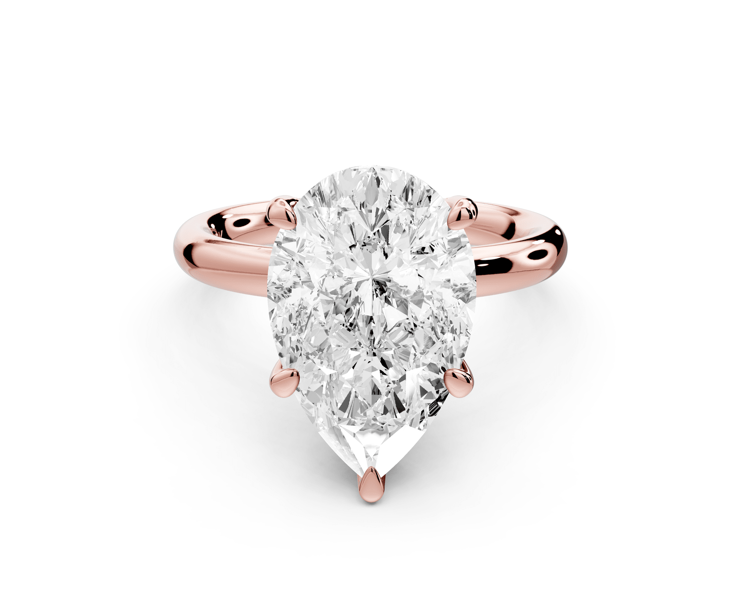 Shira - 4ct 18k rose gold pear diamond with hidden halo and diamond crown talon prong solitaire engagment ring - Mr. Alex Jewelry